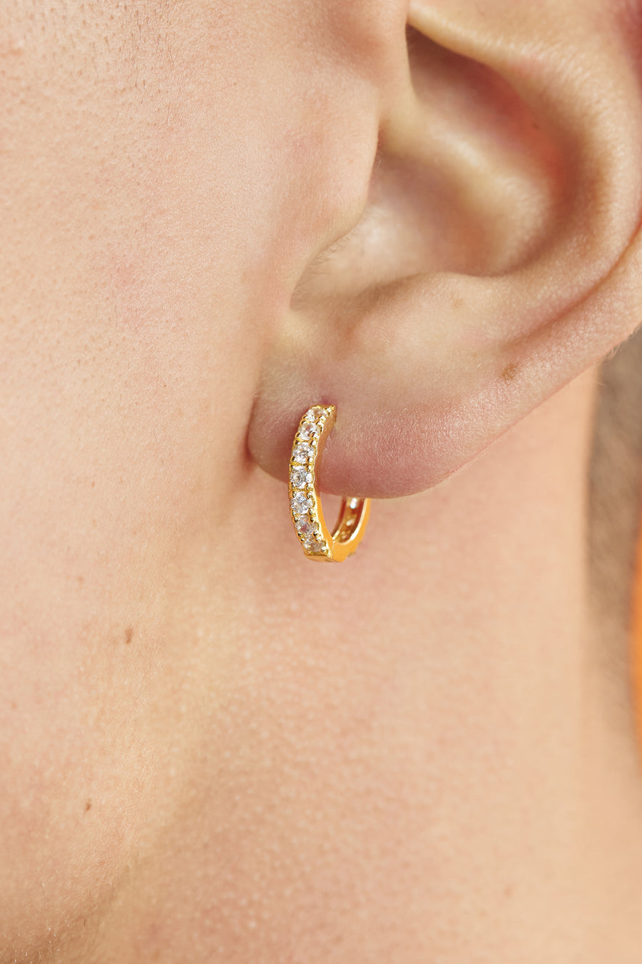 925 Iced Hoop Earrings - 14K Gold